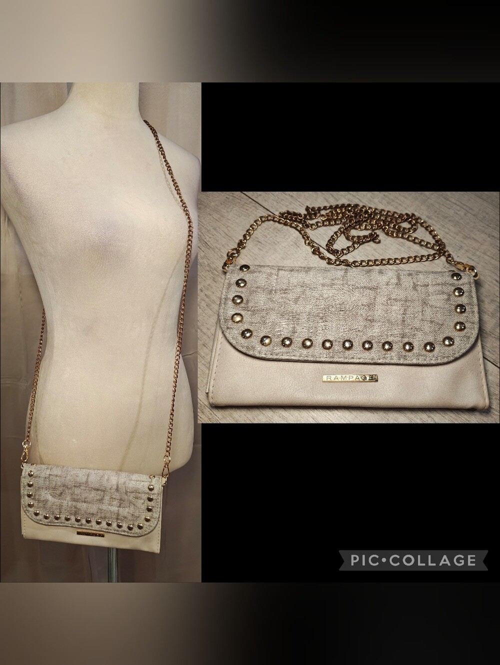 🔥Y2K Rampage Studded Metallic Acid Wash Chain Clutch Crossbody Purse🔥